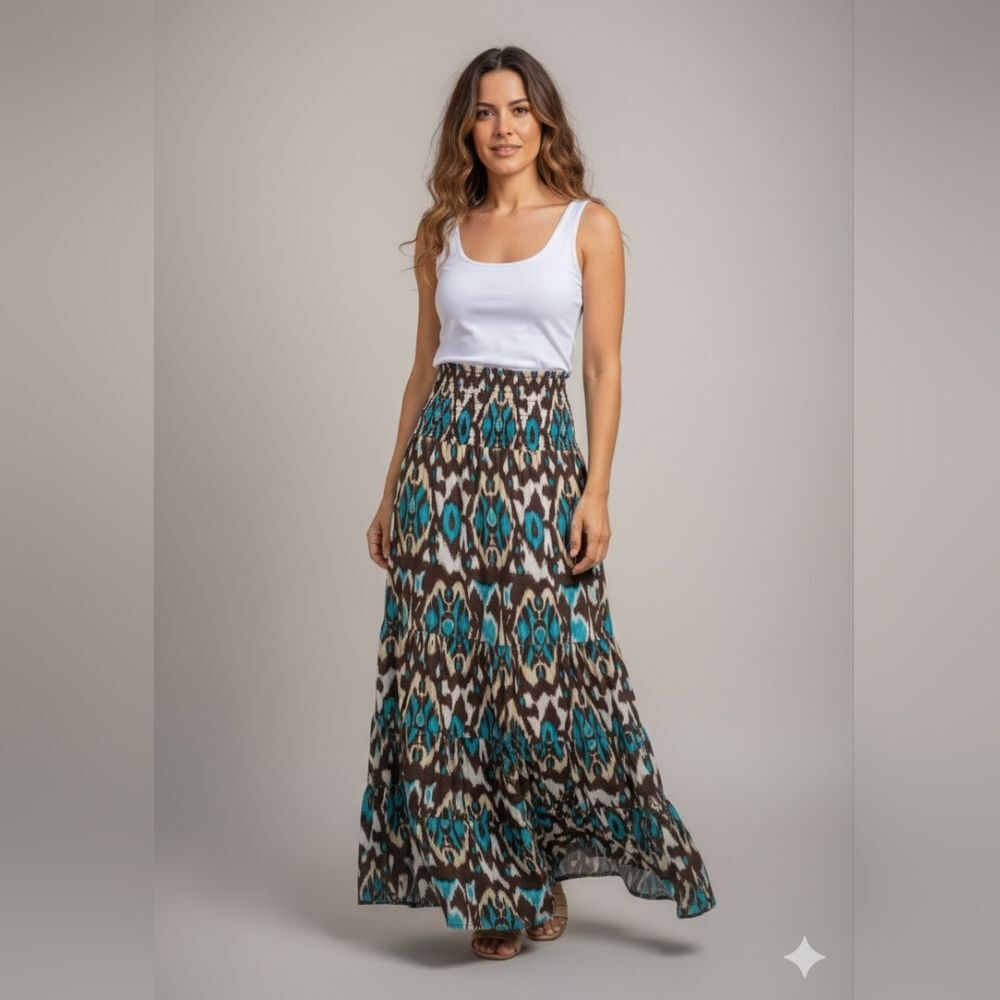 Tracy Evans Women's Vintage High-Waisted Tiered Maxi Skirt Size Large
